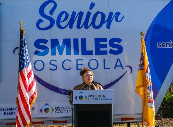 Commissioner Viviana Janer speaks at ribbon-cutting. Mobile Denture Unit Brings Affordable Senior Smiles to Osceola County