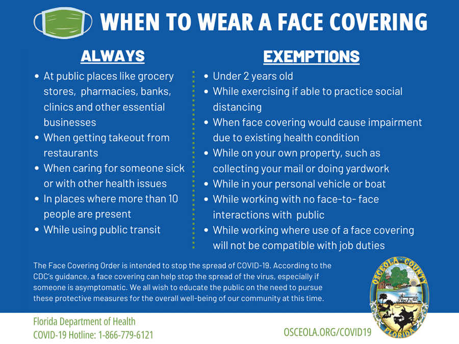 Osceola Modifies Order on Face Covering