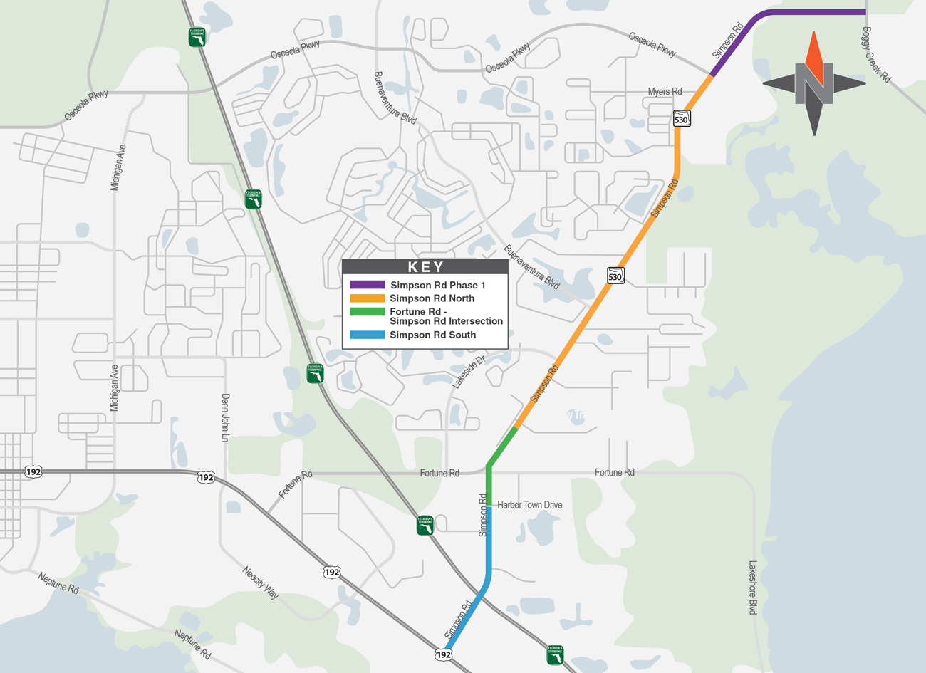 Simpson Road All Project Segments Map