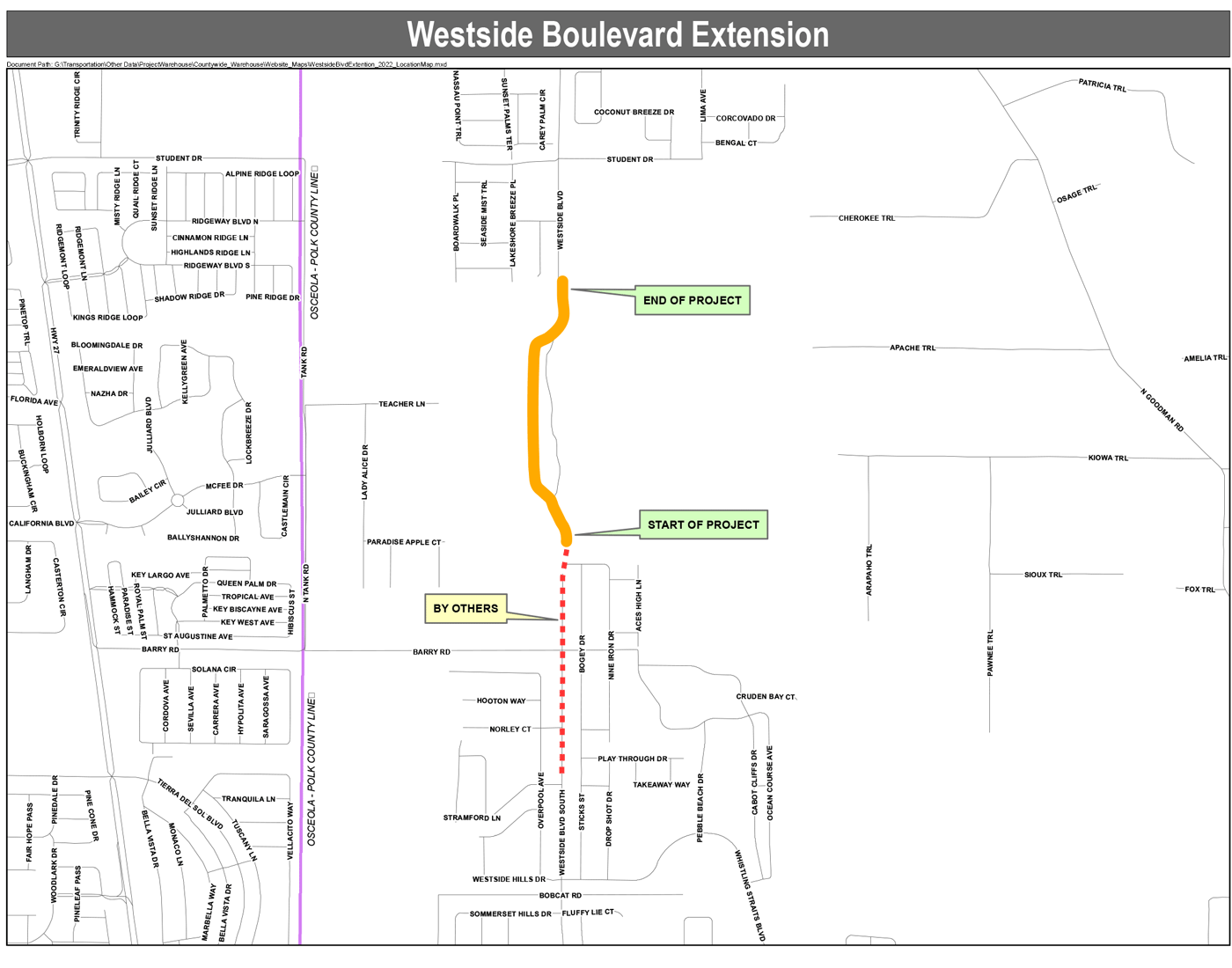 Westside Boulevard Extension location map