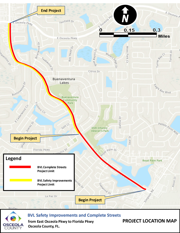 BVL Safety Improvements and Complete Streets from East Osceola Pkwy to Florida Pkwy PROJECT LOCATION MAP