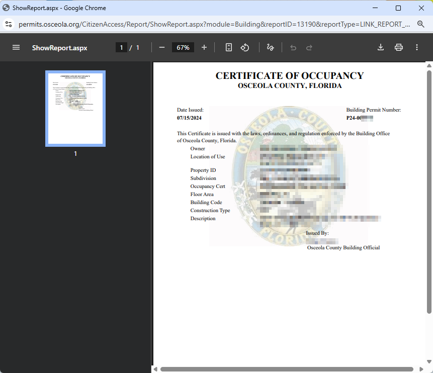 Download a Certificate of Occupancy - step 4.
