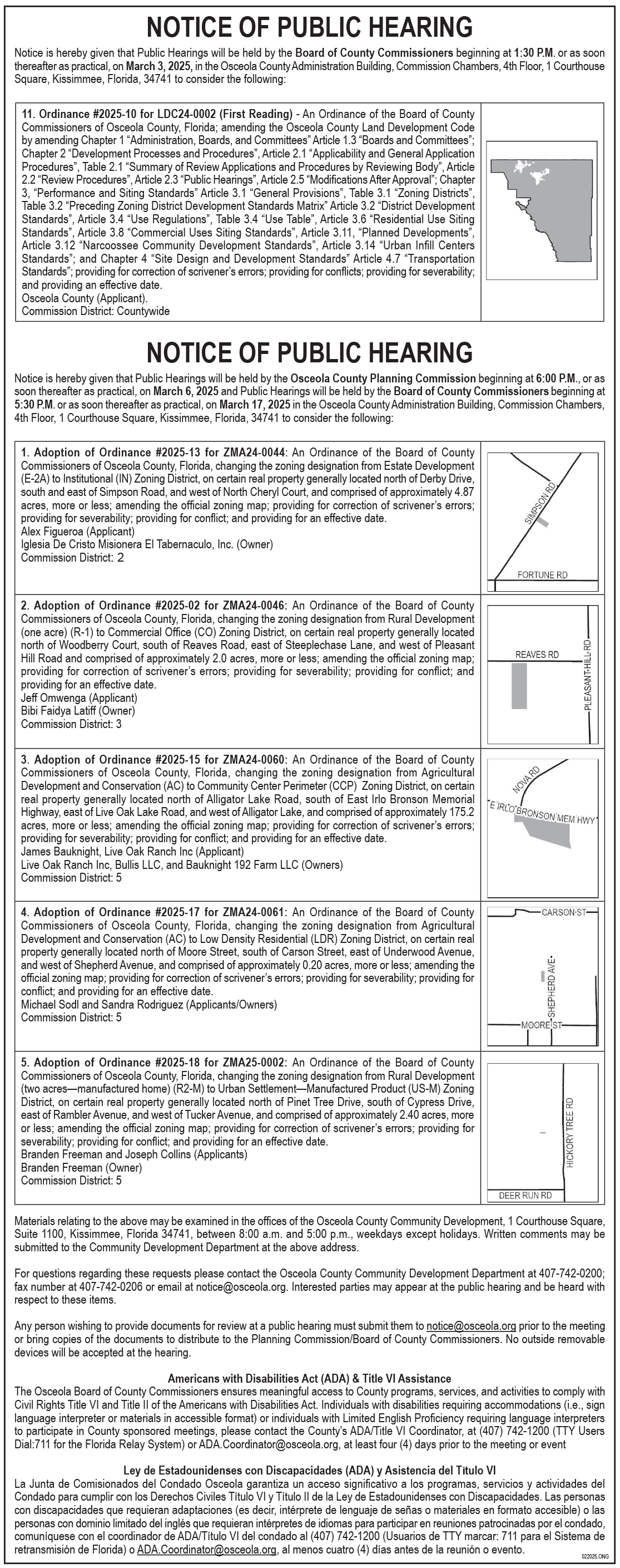 Notice of public hearing ad
