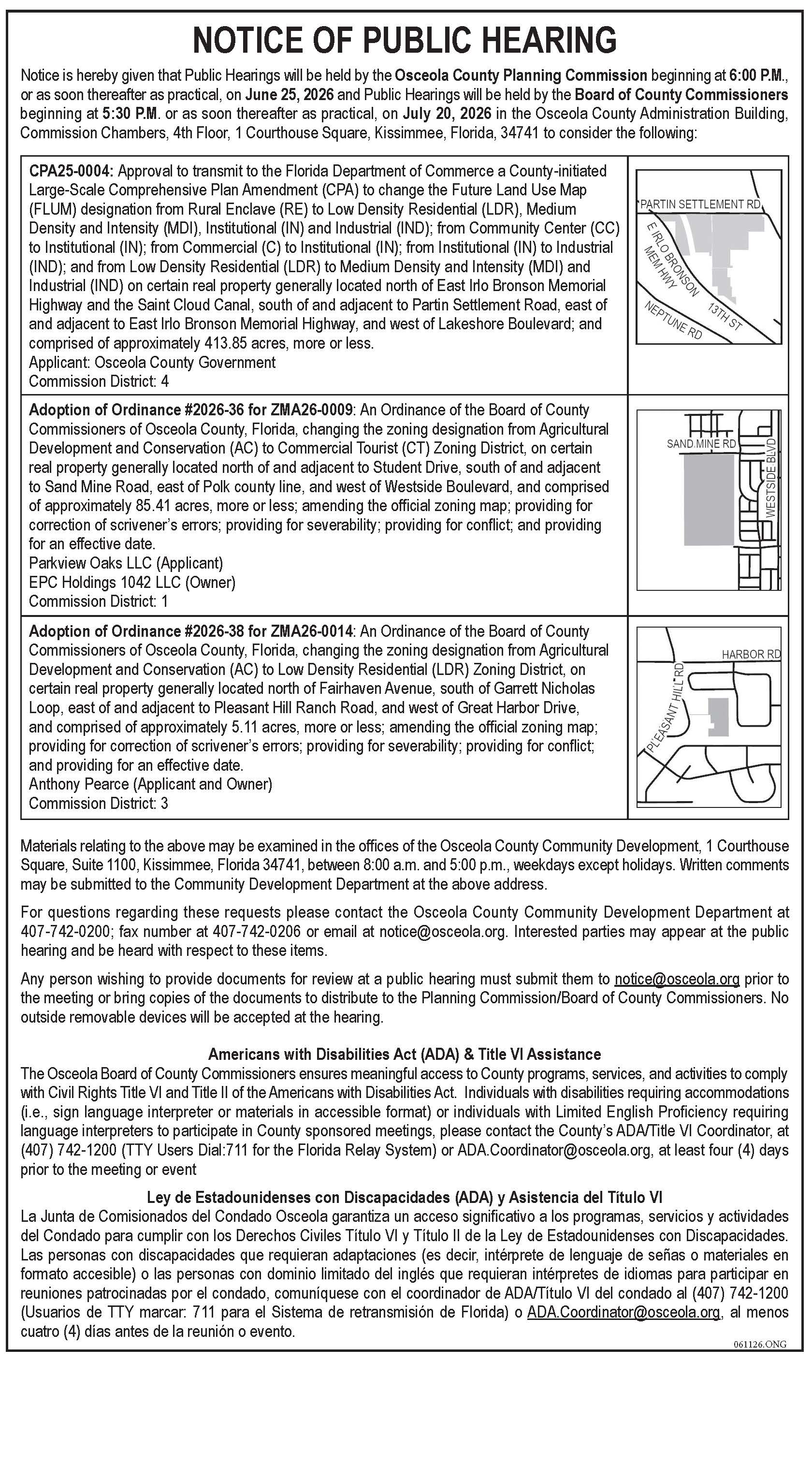 Notice of Public Hearing PC 06.25.2026 and BCC 07.20.2026
