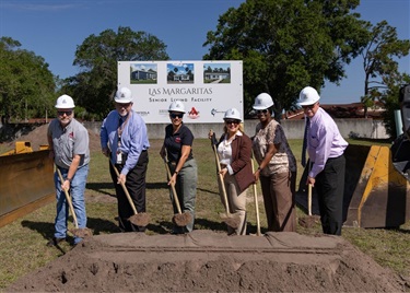 Osceola County District 2 Commissioner Viviana Janer (3rd from R), Arnco Construction Representatives, and Osceola County Staff at the Las Margaritas Groundbreaking Ceremony.
