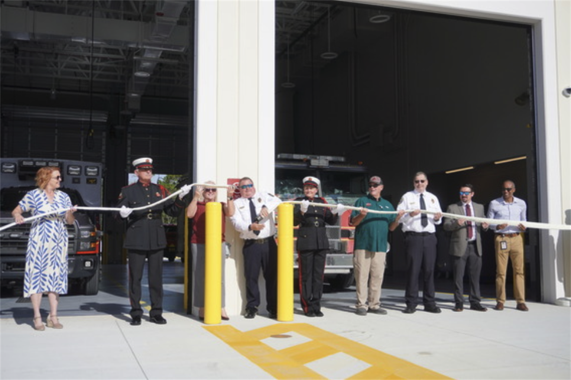OSCFR joined by County leaders and project partners to officially open the new Fire Station 71 facility for service with a traditional 