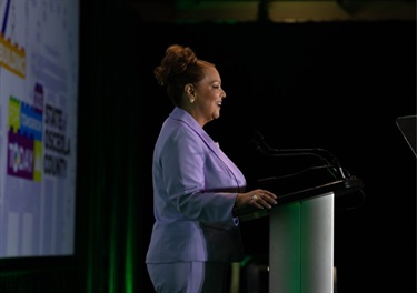 Osceola County Chairwoman Viviana Janer provides updates on countywide initiatives to attendees at the annual State of the County
