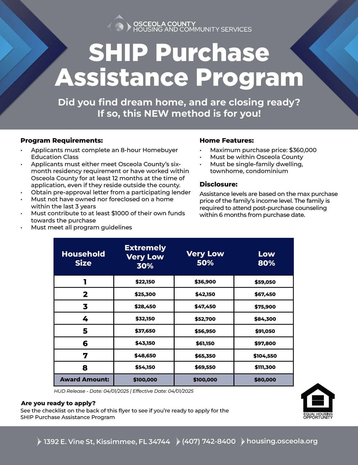 SHIP Purchase Assistance Program flyer