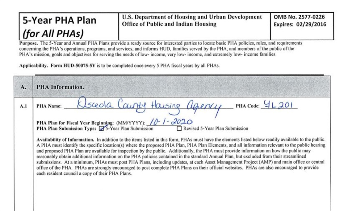 5-Year PHA Plan